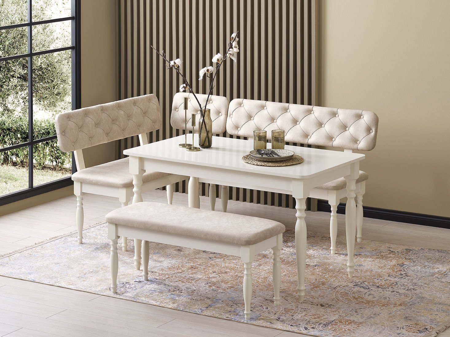 KÖŞE MASA TAKIMI (BEYAZ)