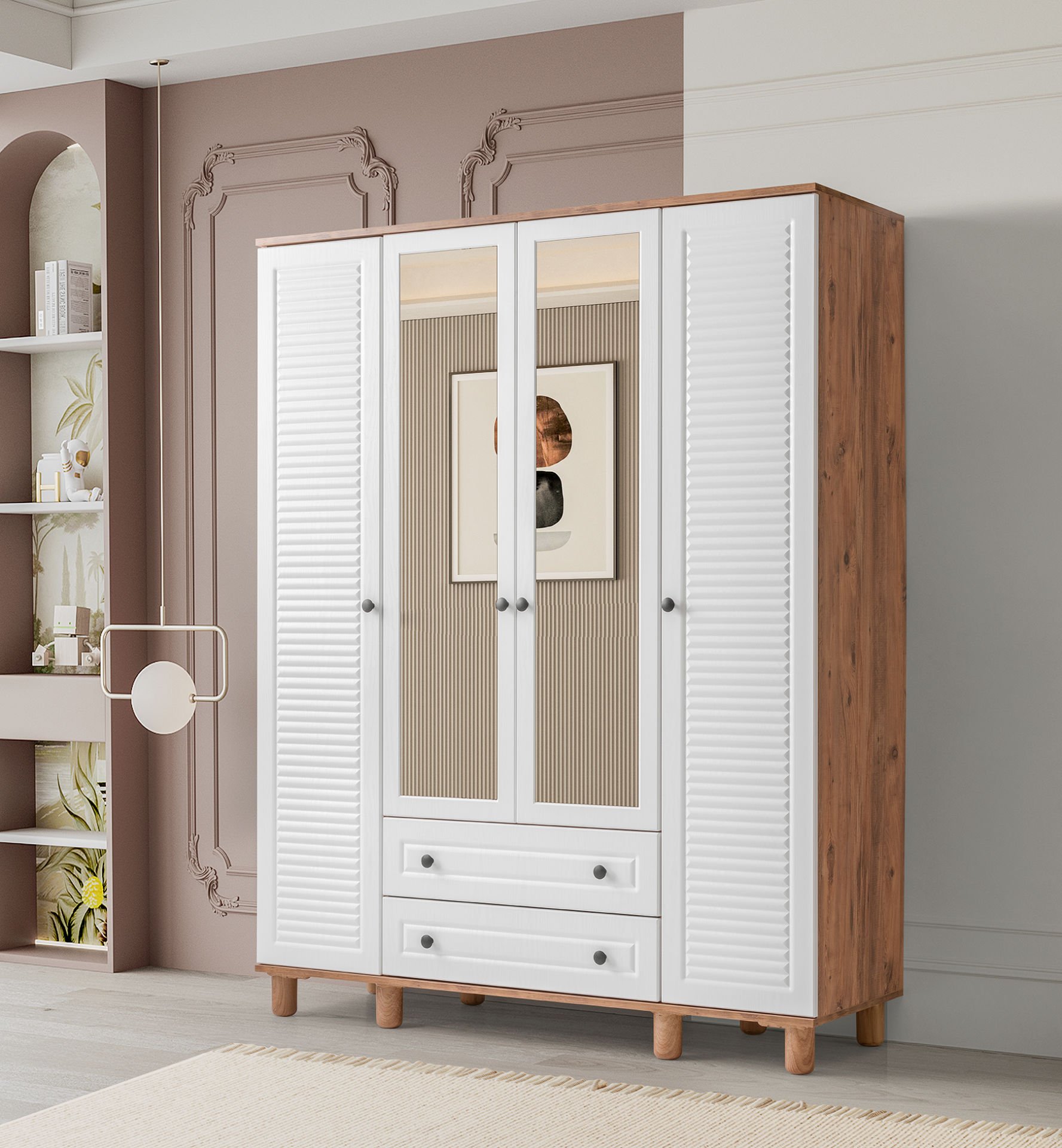 KAYRA 4 KAPILI DOLAP (CEVİZ)