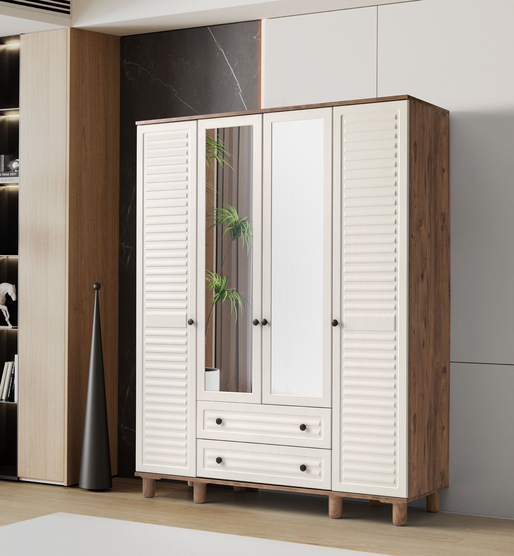 LUNA 4 KAPILI DOLAP (CEVİZ)