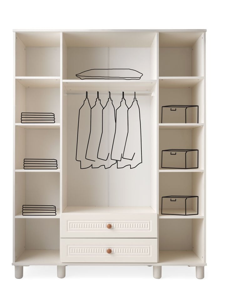 MASAL 4 KAPILI DOLAP (BEYAZ)