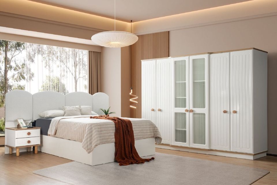ZEN YATAK ODASI Gardırop + Şifonyer & Ayna + 2 Komodin + Başlık