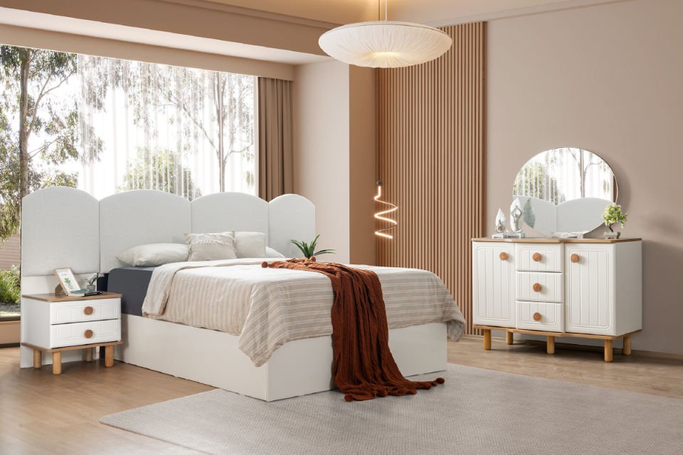 VİYANA YATAK ODASI Gardırop + Şifonyer & Ayna + 2 Komodin + Karyola & Başlık