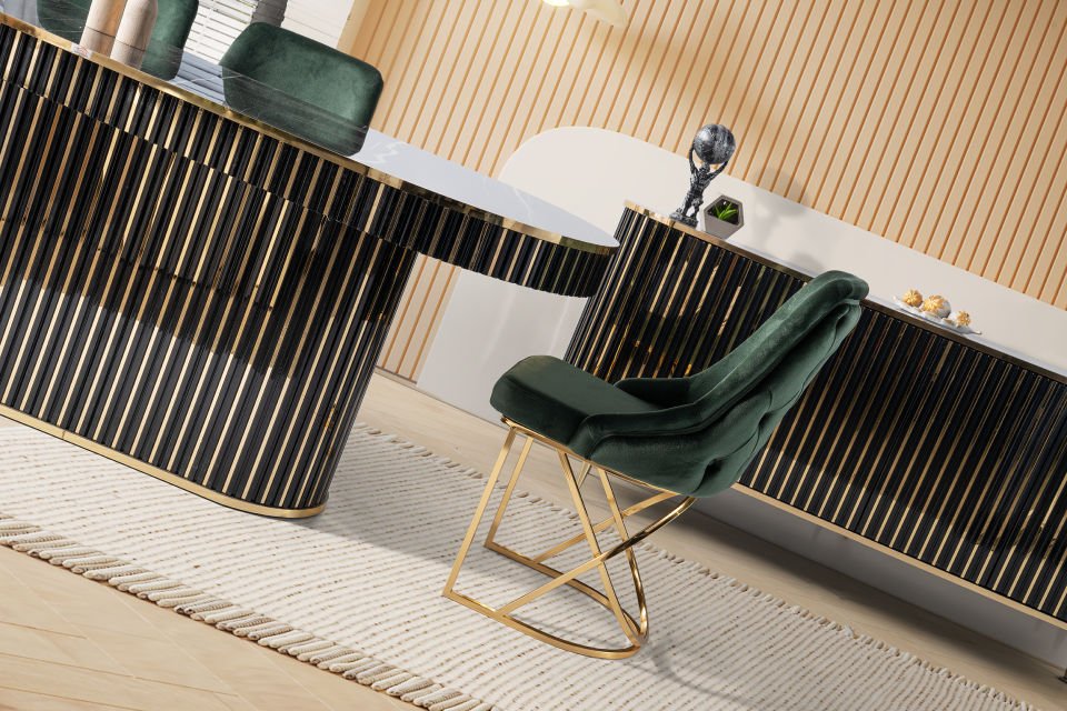 NEHİR YEMEK ODASI BLACK GOLD