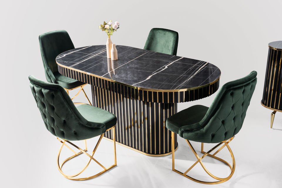 NEHİR YEMEK ODASI BLACK GOLD