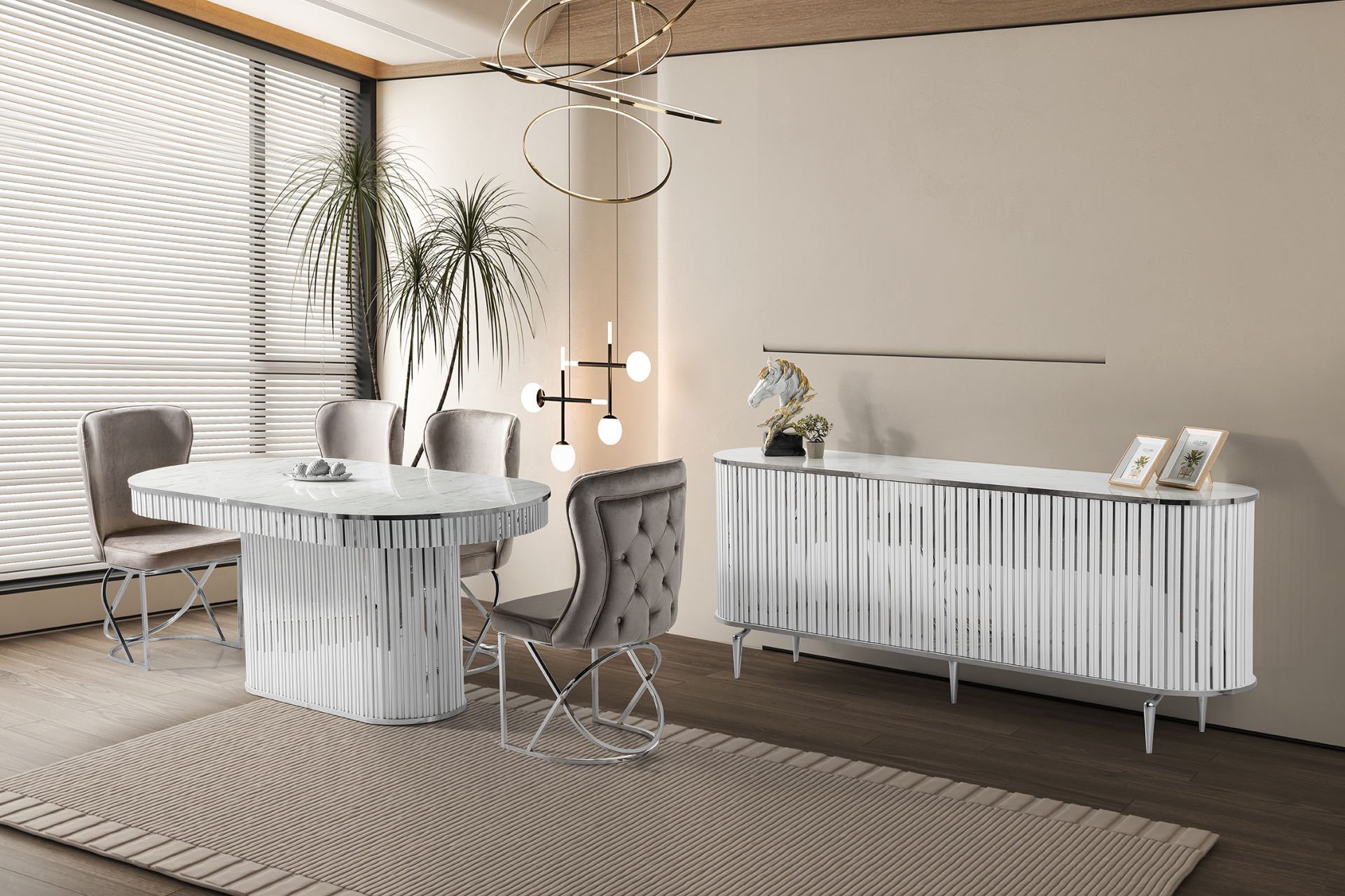 NEHİR YEMEK ODASI GÜMÜŞ