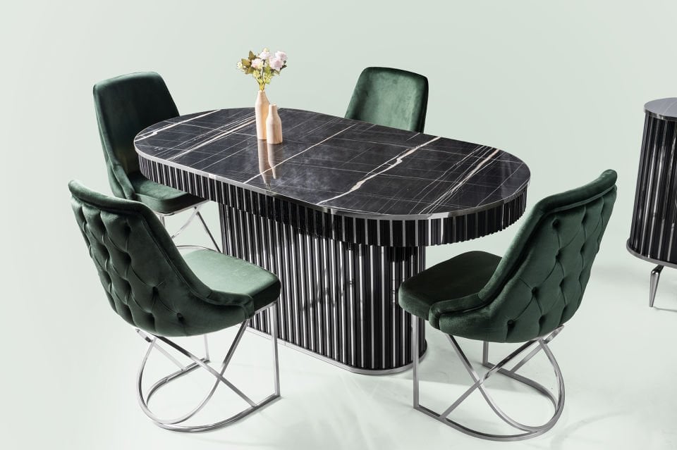 NEHİR YEMEK ODASI BLACK GÜMÜŞ